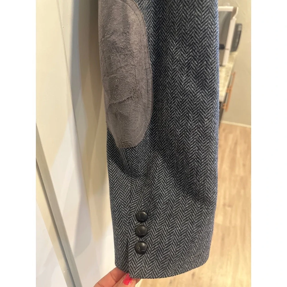 Pendelton Mens Virgin VTG wool Herringbone Blazer Suede Patches Menswear 36L